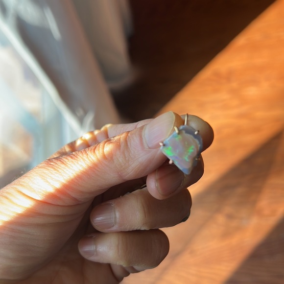 Variance Australian Opal Hook Earrings 14K & 18K yellow gold earrings. - Picture 3 of 5